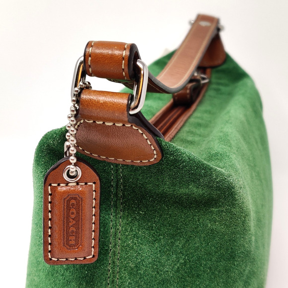 NWT Coach Green Suede Top Handle Mini Purse Small Bag Handbag Silver/Leaf F40577 - Picture 4 of 16